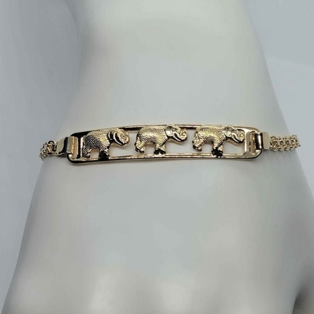 Brazilian 18k Gold filled 3 Elephants Bracelet - Picture 3 of 4